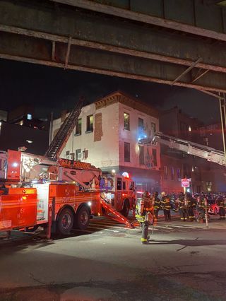 An eyewitness photo of the FDNY responding to a fire at the Bushwick club Rash over the weekend.